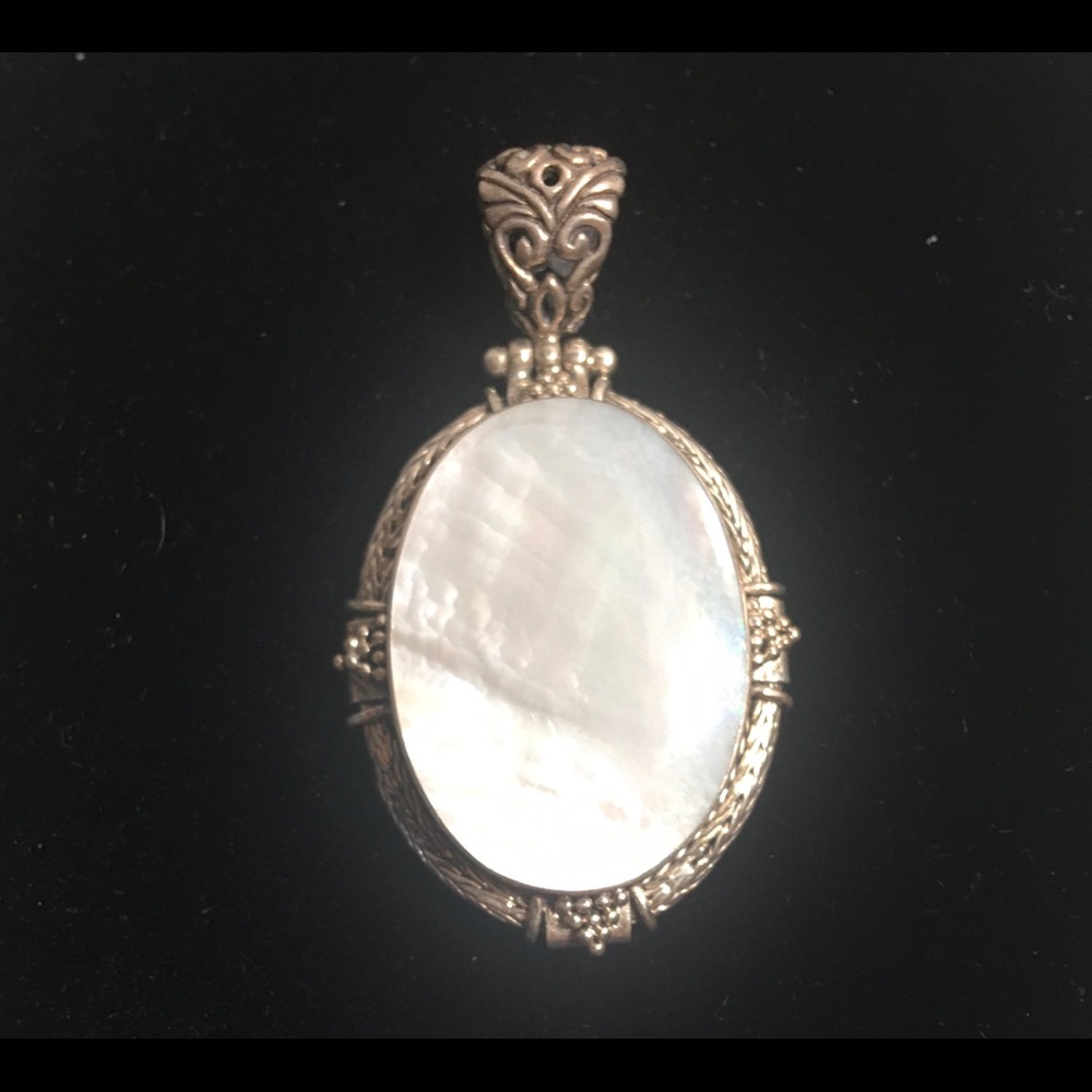Sterling Silver Mother of Pearl Pendant Enhancer-Radiant Mother of Pearl